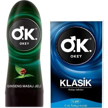 Okey Ginseng 200 ml Kayganlaştırıcı Masaj Jeli + 10'lu Klasik Prezervatif