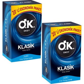Okey Klasik 20'li x 2 Paket Prezervatif