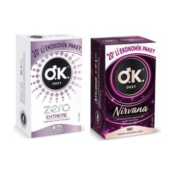 Okey Nirvana 20'li Prezervatif + Okey Zero 20'li Prezervatif Set