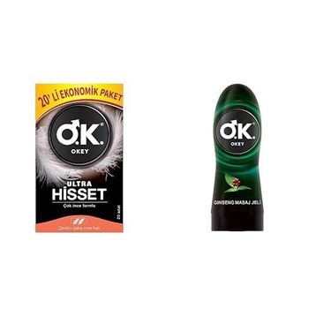 Okey Ultra Hisset 20'li Prezervatif+200 ml Ginseng Masaj Jeli