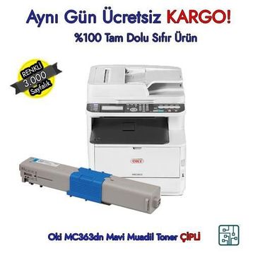 Oki MC363DN Mavi Muadil Toner