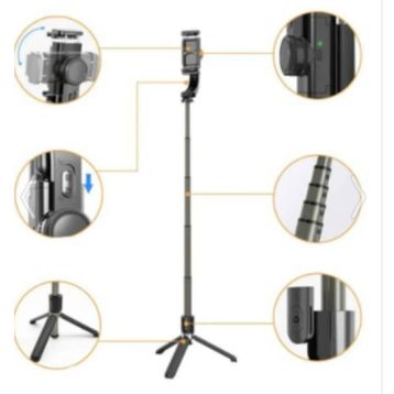 Okmore Gimbal L08 Anti Shake Profesyonell 360 Bluetooth Telefon Tutucu ve Tripod