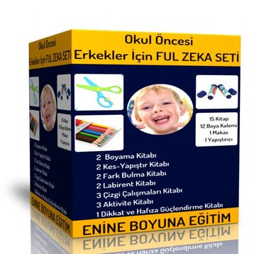 Okul Öncesi Erkekler İçin Ful Zeka Seti 15 Kitap