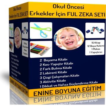 Okul Öncesi Erkekler İçin Ful Zeka Seti 15 Kitap