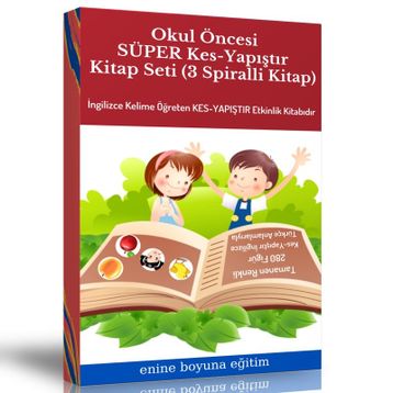 Okul Öncesi Süper Kes Yapıştır Kitap Seti 3 Spiralli Kitap