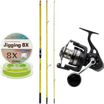 Okuma Makaira Surf 4.30 CM 100-250 GR 3 Parça Yellow Olta Kamışı+Savage Gear Sgs8 8000 Fd 8+1bb Olta Makinesi