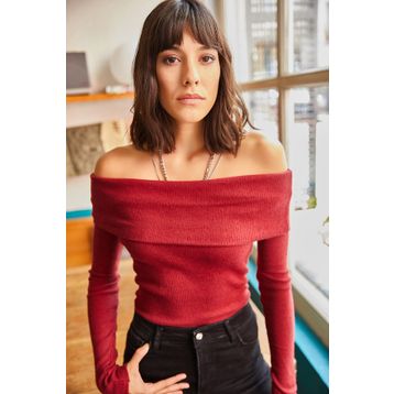 Olalook BLZ-19001635 Bordo Kadın Bluz