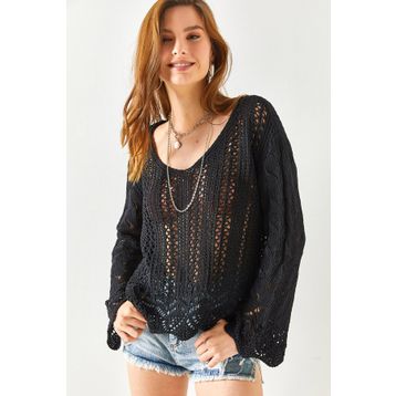Olalook BLZ-19002340 Siyah Kadın Triko Bluz