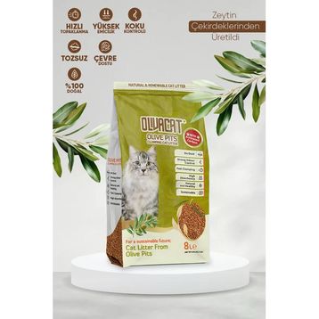 Oliva Cat Zeytin Çekirdeğinden Üretilen Aktif Karbonlu Doğal Tozsuz 8 lt Kedi Kumu