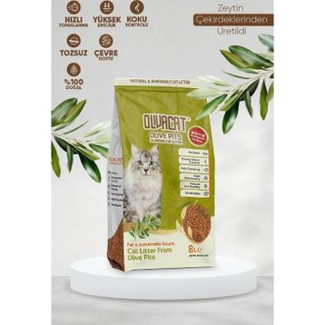 Oliva Cat Zeytin Çekirdeğinden Üretilen Aktif Karbonlu Doğal Tozsuz 8 lt Kedi Kumu
