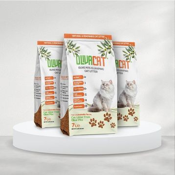 Oliva Cat Zeytin Çekirdeğinden Üretilen Doğal Tozsuz 7 L 3 Adet Kedi Kumu