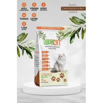 Oliva Cat Zeytin Çekirdeğinden Üretilen Doğal Tozsuz 7 lt Kedi Kumu