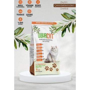 Oliva Cat Zeytin Çekirdeğinden Üretilen Doğal Tozsuz 7 lt Kedi Kumu