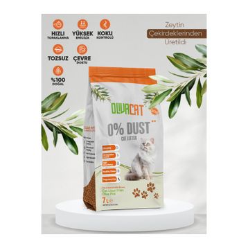 Oliva Cat Zeytin Çekirdeğinden Üretilen Doğal Tozsuz 7 lt Kedi Kumu