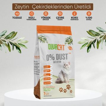 Oliva Cat Zeytin Çekirdeğinden Üretilen Doğal Tozsuz 7 lt Kedi Kumu