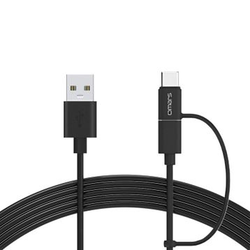Omars İkisi Bir Arada Type-C Micro USB Şarj ve 1.2 mt Data Kablosu