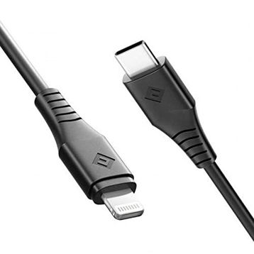 Omars Siyah 1.2 m Novoo Type-C iPhone Lightning Hızlı Şarj Kablosu