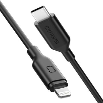 Omars Type-C iPhone Siyah 1 mt MFI Lightning PD Hızlı Şarj Kablosu
