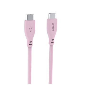 Omars Type-C to Type-C Silikon PD Pembe Hızlı Şarj Kablosu