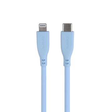 Omars USB-C to MFI Lightning iPhone Silikon PD Mavi Hızlı Şarj Kablosu