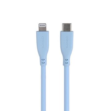 Omars USB-C to MFI Lightning iPhone Silikon PD Mavi Hızlı Şarj Kablosu