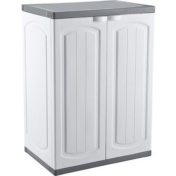 Omnipazar Clk-805 Plastik 2 Kapaklı Çok Amaçlı Demonte Beyaz Banyo Dolabı
