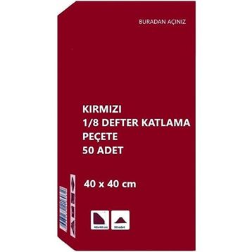 Omnisoft Kırmızı 40x40 cm 1/8 Defter Katlama 50 Adet Servis Peçetesi