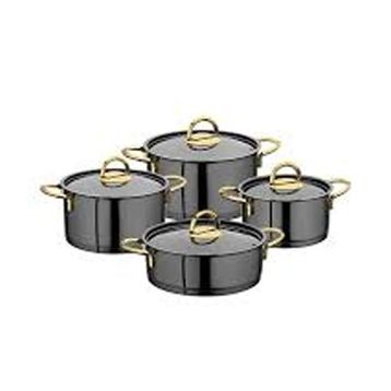 Oms 1315-B Jet Black Steel 8 Parça Çelik Tencere Seti