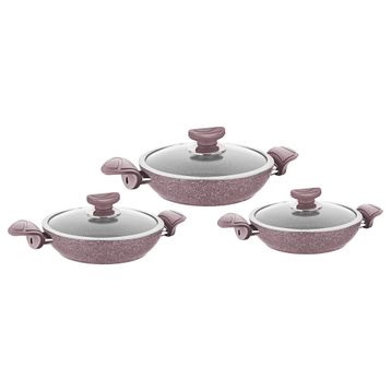 Oms 3004040506SKAH 6 Parça 18-20-22 cm Kahverengi Granit Sahan Set