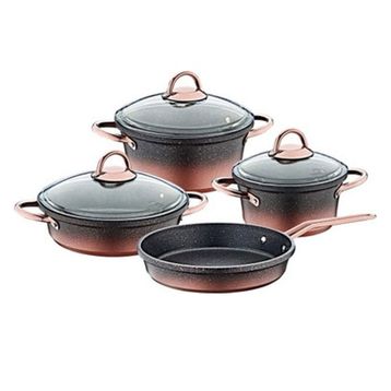 Oms 3048 Bakır 7 Parça Granit Döküm Tencere Set