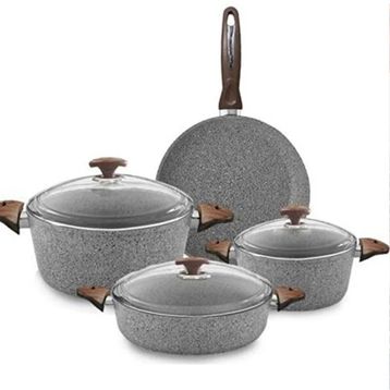 Oms 3105/G Granit 7 Parça Gri Tencere Seti