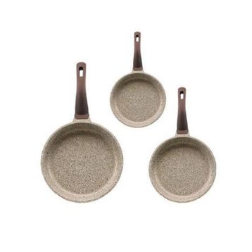Oms 3255 Kumbeji 3 Parça Döküm Granit Tava Set