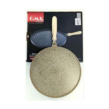Oms 3285 Kahverengi 34 cm Çift Taraflı Döküm Tava