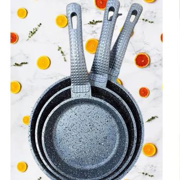 Oms 3737 Fry Pan Döküm Granit Kaplamalı Gri 3 Parça Tava Seti