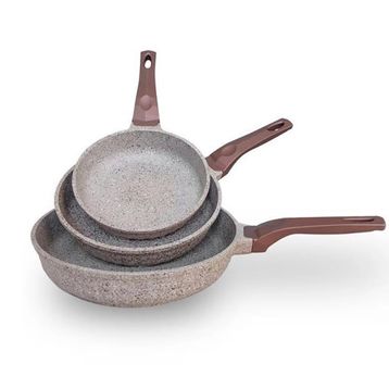 Oms 3737 Fry Pan Döküm Granit Kumbeji 3 Parça Tava Seti