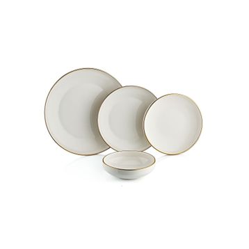 Oms Collection 111112-GOLD Kenarlı 24 Parça Porselen Yemek Takımı