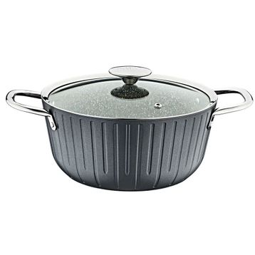 Oms Collection Colonna 3518 7 Parça Biogranit Siyah Gövde Platin Detay Tencere Seti