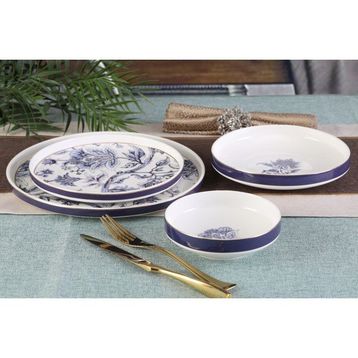 Oms Collection Lolite 24 Parça Çiçekli Modern Çağdaş Tasarımlı Porselen Yemek Takımı