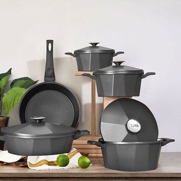 Oms Dodeca 3527 Bio Granit Döküm Antrasit 9 Parça Tencere Seti