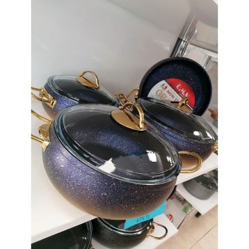 OMS Granit 7 Parça Lacivert Tencere Seti