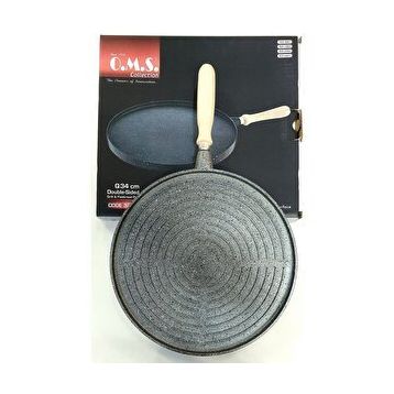 Oms Granit Gri 34 cm Çift Taraflı Döküm Grill Gözleme Tavası
