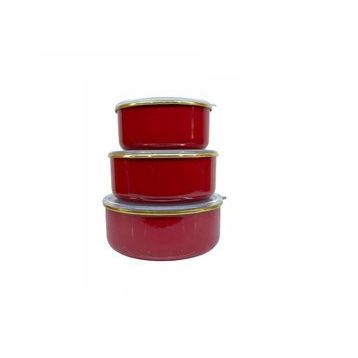 Oms Harem 3'lü Emaye Saklama Kabı
