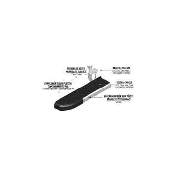 Omsa VW Caddy Blackline Siyah 2003-2020 Arası Yan Basamak