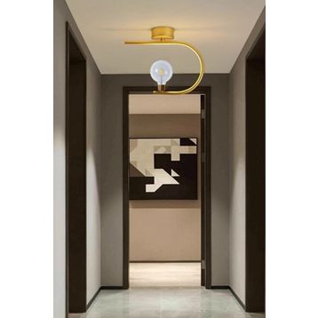 Ömür Avize Altın Alina Modern Gold Kasa Beyaz Kapalı Camlı Tekli Avize