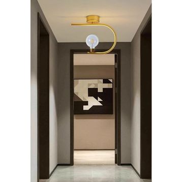 Ömür Avize Altın Alina Modern Gold Kasa Beyaz Kapalı Camlı Tekli Avize