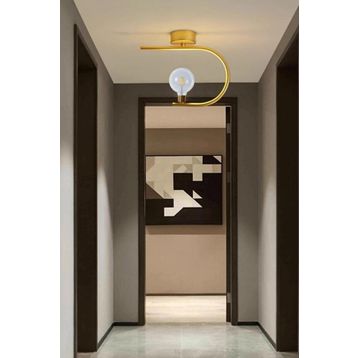 Ömür Avize Altın Alina Modern Gold Kasa Beyaz Kapalı Camlı Tekli Avize