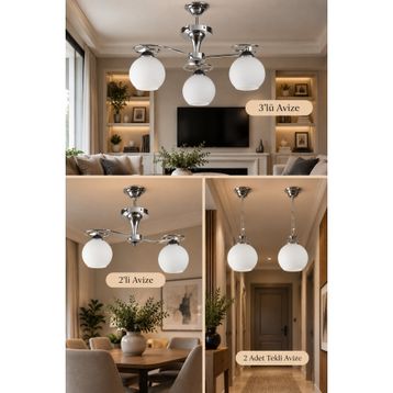 Ömür Avize Avizeseti Modern Füme Komple Set Avize Tekli Ikili Üçlü Avize