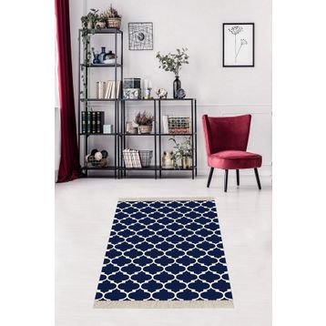 On the clouds MEG1485LA Geometrik Karo Desenli Dijital Baskı Yıkanabilir Kaymaz Taban Modern Ve laci Salon Halısı Yolluk