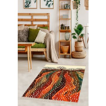 On the clouds MEG851 Ağaç Doğa Desenli Dijital Baskı Yıkanabilir Kaymaz Taban Modern Salon Halısı Yolluk