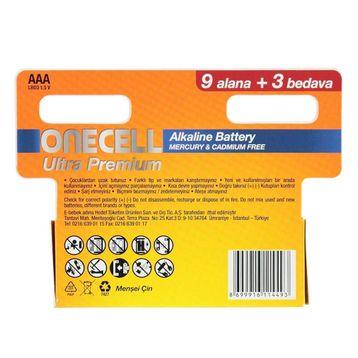 Onecell Ultra Premium Alkalin 9+3 AAA Pil
